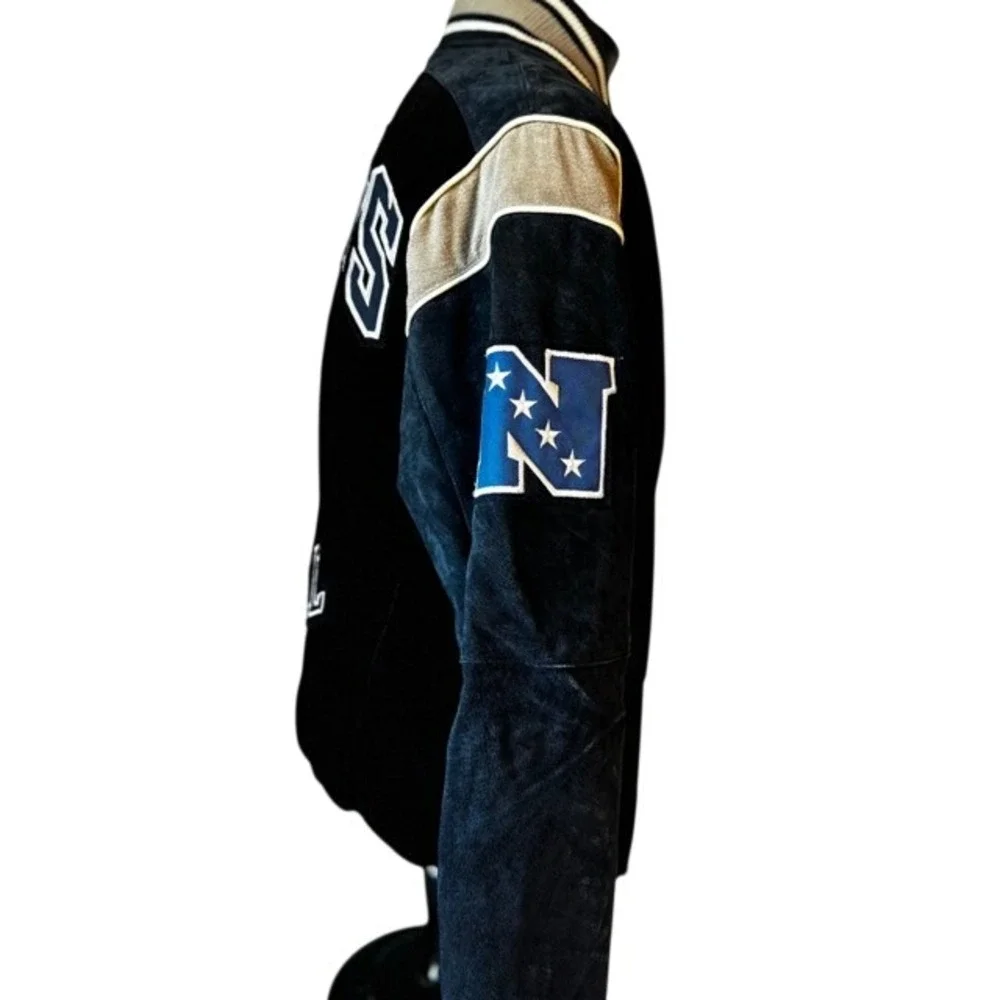 NFL Dallas COWBOYS Licensed Shell 100% LEATHER‎ Suede Varsity Jacket Mens S